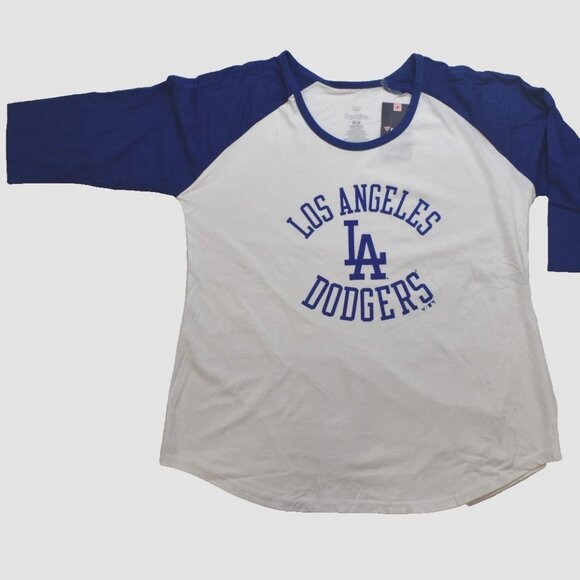 Fanatics Womens Plus Size MLB Los Angeles Dodgers Raglan Shirt New 1X, 2X, 3X,4X - Picture 1 of 4